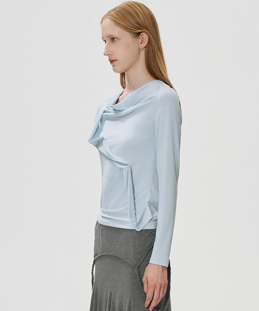 KIMZISU Draped Fold T-Shirt_Sky Blue