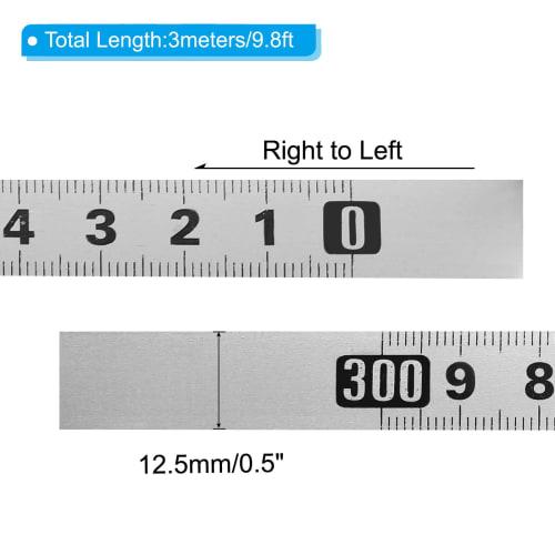 PATIKIL Adhesive Ruler, 9.8 Feet Steel Self-Adhesive Measuring Tape, Right to Left, Workbench Ruler for Woodworking, Sewing, Drafting Table, Adhesive