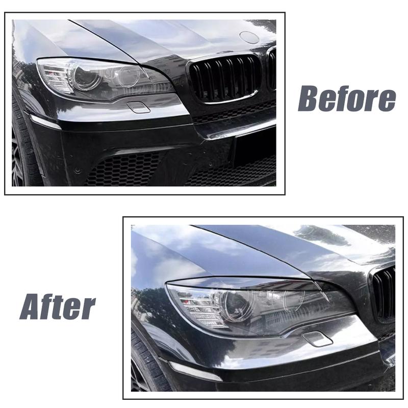 2Pcs Car Front Headlight Eyebrow Eyelid Cover Stickers for BMW X6 E71 E72 2008 2009 2010 2011 2012 2013 2014