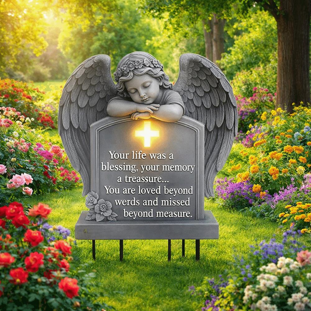 Angel Shaped Angel Garden Stake UV-Resistant Memorial Cherub Yard Sign  Adding Solemn Atmospheres