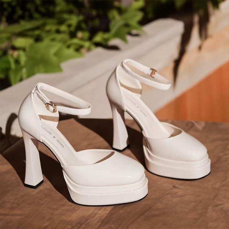 Mary Jane wedding shoes small women's single shoes new square head cute word high heels