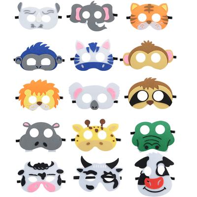 15 Stück Tiermasken Filz Tier-Thema Geburtstagsparty Dekoration Cartoon-Masken Interessante Masken