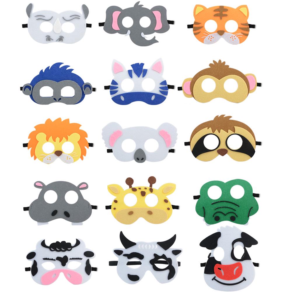 15 Stück Tiermasken Filz Tier-Thema Geburtstagsparty Dekoration Cartoon-Masken Interessante Masken