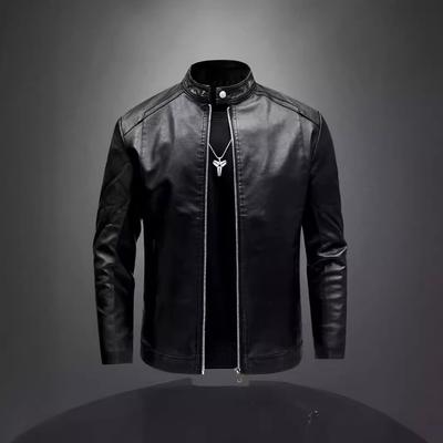 Herren Lokomotiv Lederjacke Herbst und Winter Neu Lässig Vielseitig Slim Fit Fleece Verdickt Übergröße Lederjacke