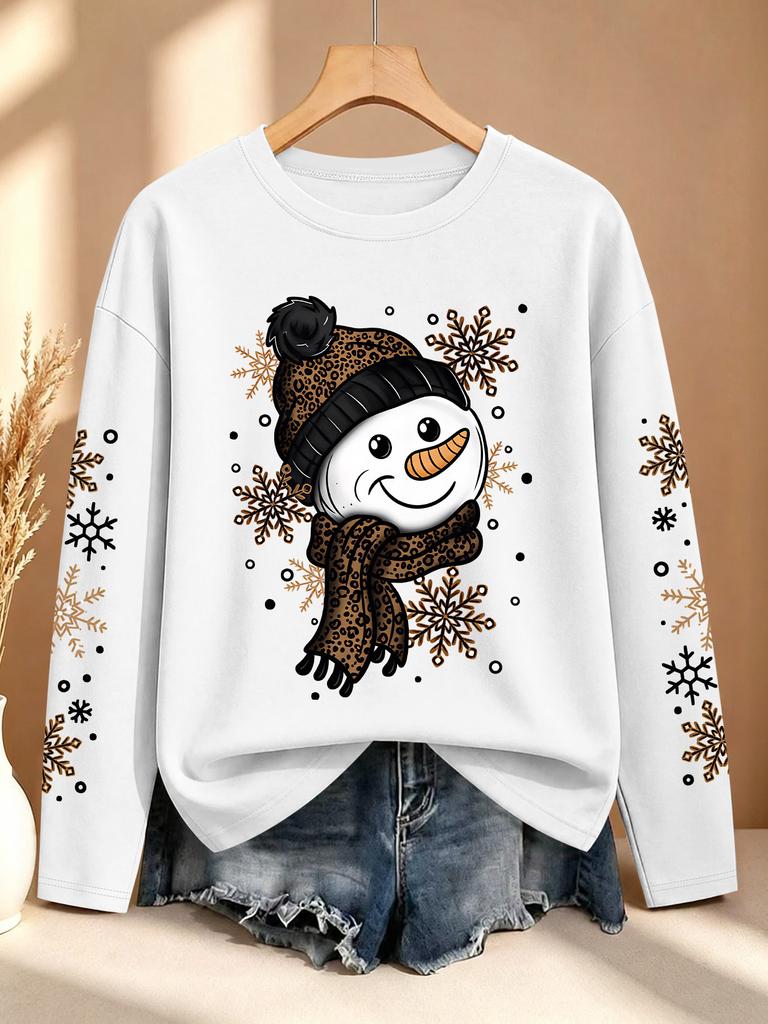 [Christmas] Women's Autumn Clothing Printed Long Sleeve T-Shirt Sports Casual Fashion Daily Versatile Personalized Fashion Style Top