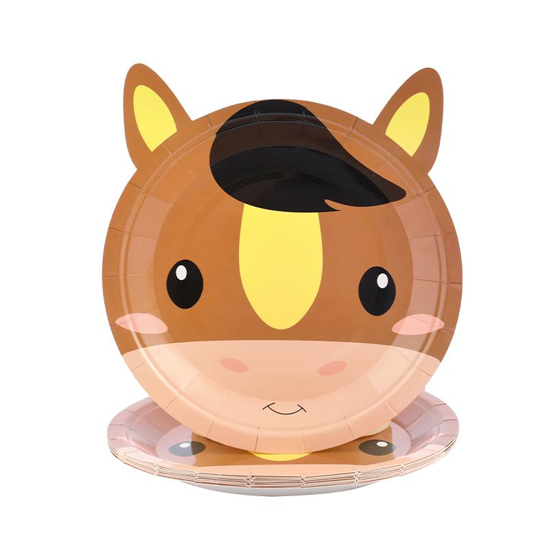 10pcs Farm Animals Party Disposable Paper Plates Pig Cow Sheep Shaped Food Tray Tableware Kids Birthday Party Favors Supplies