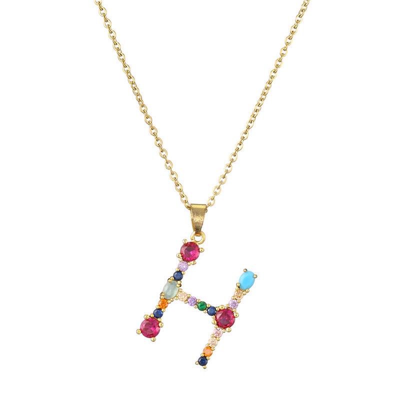 Catena Personalizzata per Clavicola Hip-hop: Collana con Ciondolo Alfabeto in Rame e Zircone