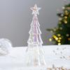 Illuminated Glass Christmas Tree Tabletop Light Up Christmas Tree Figurine for Xmas Home Party Centerpiece Tabletop Mantel Decor