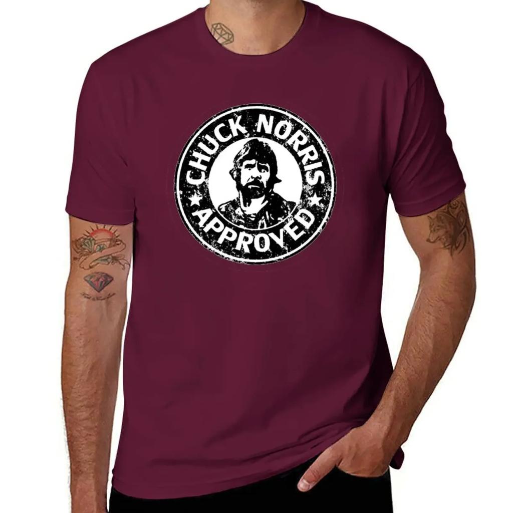 T-shirt Approvata da Chuck Norris magliette nere vestiti kawaii uomo magliette bianche