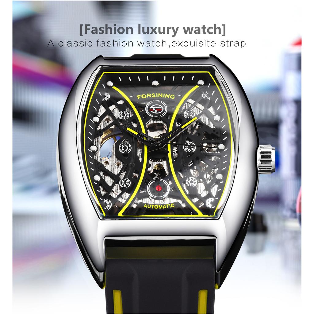 2023 New Square Forsining menns mote motorsykkel Street Tide menns hule automatiske mekaniske klokke Montre Homme