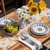 Fall Thanksgiving Scarecrows Pumpkins Table Runner Holiday Party Decor Reusable Kitchen Dining Table Runner Autumn Decorations