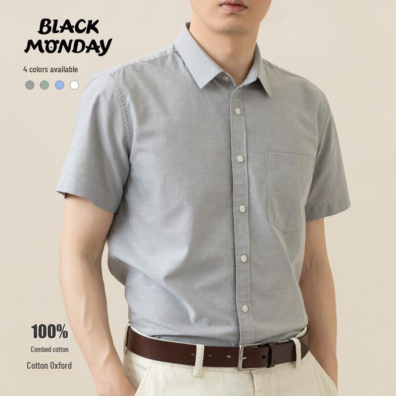 BLACKMONDAY Мужская оксфордская рубашка с коротким рукавом без глажки L