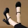 Sexy super high-heeled shoes, fashionable ankle-attached platform high-heeled shoes, women's brown suede square heel party shoes