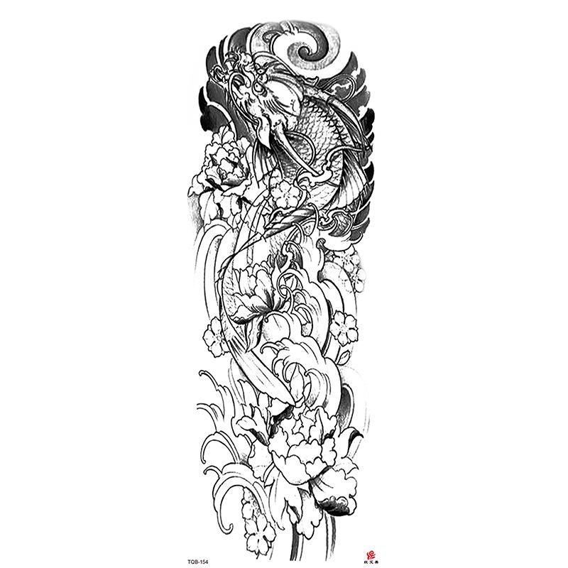 Waterdichte tattoo stickers voor de hele arm: Jezus, Maagd Maria, Kroon, Leeuw-ontwerp