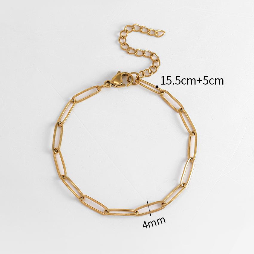 

Simple Temperament Cold Wind White Collar Commuter Metal Paperclip Bracelet Necklace 18K