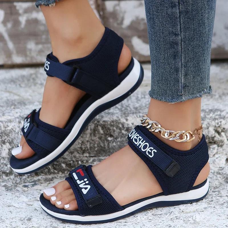 Wohnungen Frauen Sport Sandalen Sommer Casual Schuhe 2024 Neue Mode Hausschuhe Mesh Walking Laufen Strand Schuhe
