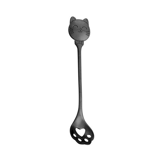 Cat Coffee Spoon, Stainless Steel Cat Paw Claw Teaspoon, Multi-Color Electroplated Stirring Spoon, for Ice Cream Yogurt Dessert J