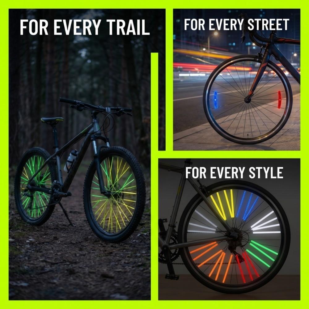 84PCS 360° Visibility Bicycle Wheel Reflector 75mm Reflective Spoke Skins  Night Riding