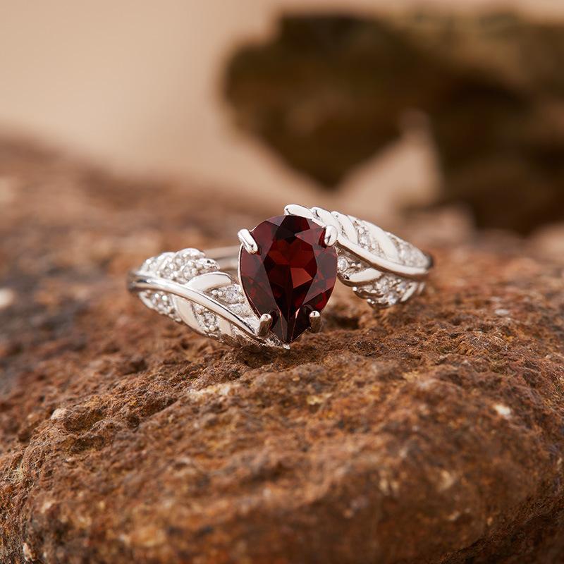 Color Treasure Jewelry Natural Citrine Ring S925 Sterling Silver Topaz Garnet Amethyst Open Ring