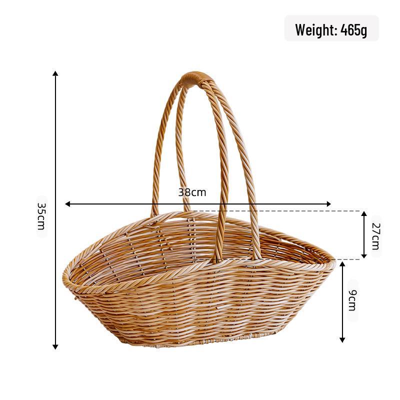 Handheld Woven Rattan Basket: Ideal for Flowers, Fruit, Gifts, Storage, and Souvenirs - Perfect for Flower Shops and Children's Day Celebrations.