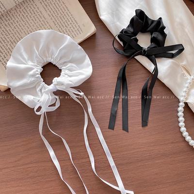 Small Fresh and Sweet Satin Streamer Hair Band Cream Bow French Cute Girl Headband Hair