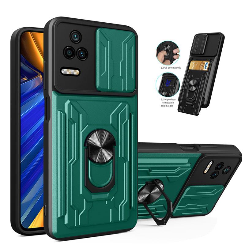 

Чехол для телефона с защитой объектива слайд-камеры для Xiaomi Poco F4 X4 Pro GT X3 NFC M4 M3 M2 F3 Mi 12 11T, противоударный защитный чехол с кольцом и подставкой