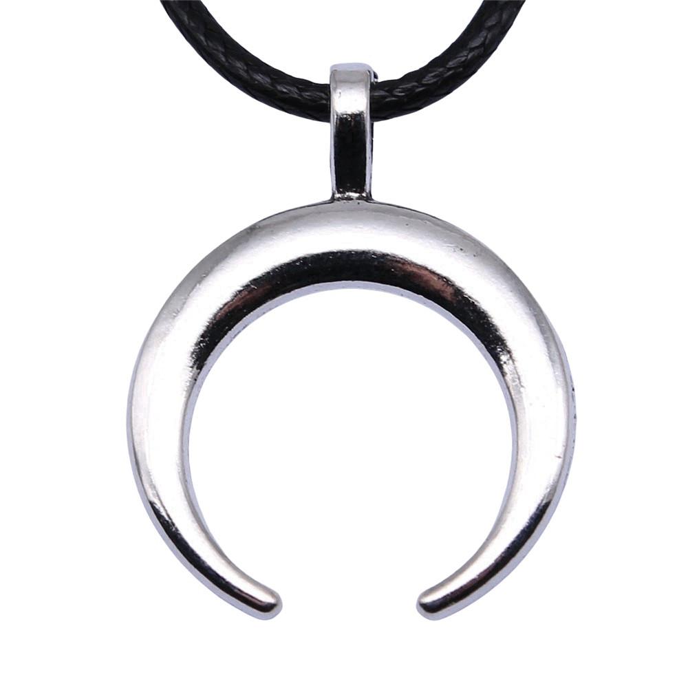Enamel Pendant Necklace Gothic Halloween Day Jewelry Cow 45cm Leather Chain