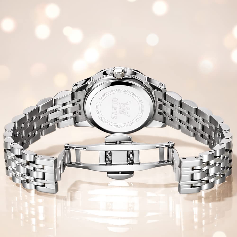 OLEVS Popular Pair Quartz Stainless Date Luminous Couple Watch Set Gift Couple's Watches, Watches, Movement, Diamond, Steel, Waterproof, Display,