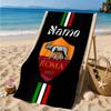 Custom Name Beach Towel Roma Football Crest Emblem Microfiber Beach Towel, Lightweight for Summer Travel, Swimming Pool Fan Birthday Gift