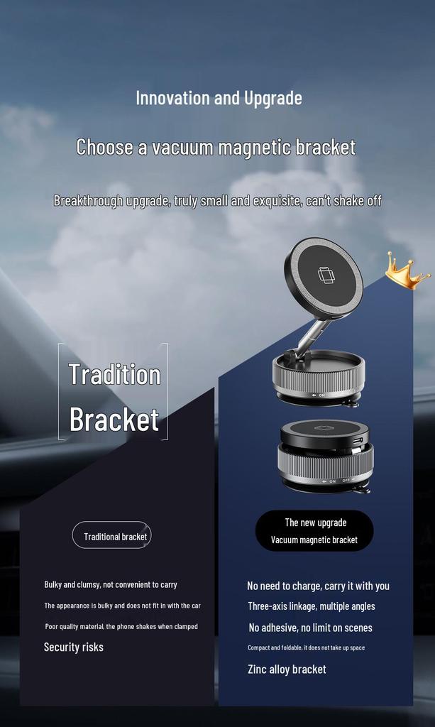 360° Rotating Magnetic Car Mount & Wireless Charger for New Apple Models