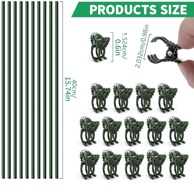 Green Bendable Plant Stake For Garden Flowers Vegetables Regulable Support Rod High Strength Plastic Easy Installation