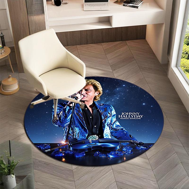 French legendary rock singer and actor Johnny Hallyday Round Carpet Soft Home Decoration Corridor Table and Chair Anti slip Outdoor Floor Mat rug H21