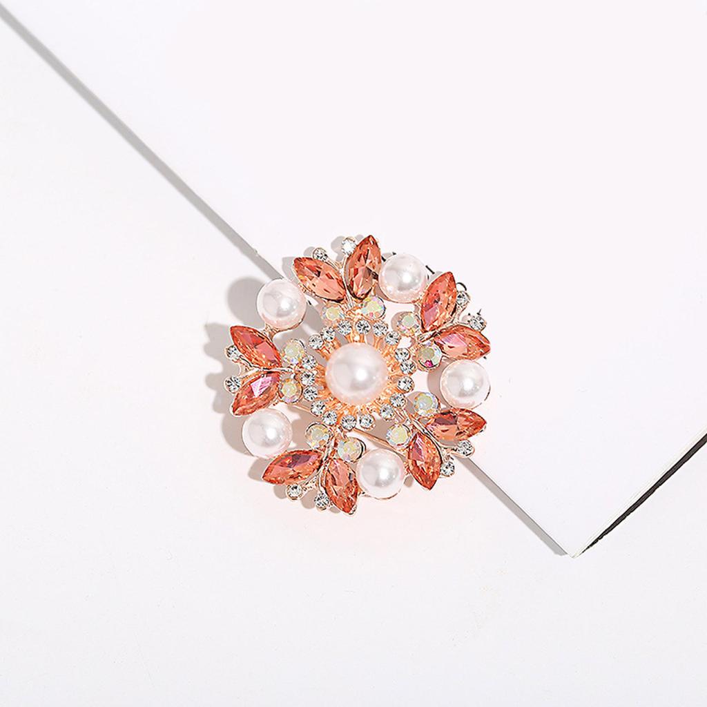 Elegant Crystal Pearl Flower Brooch For Women Vintage Rhinestone Scarf Pin Multi Purpose Jewelry Gift