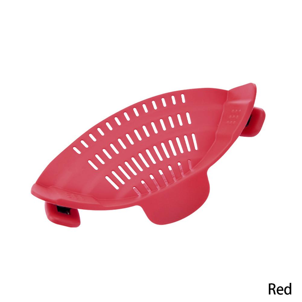 Silicone Kitchen Strainer Clip Pan Drain Rack Bowl Funnel Rice Pasta Vegetable Washing Colander Draining Excess Liquid Univers