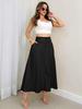 Women's Elegant Casual A-line Skirts with Pockets and Buttons - Mid-length Cargo Design