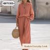 Women's Fashion Casual Long Sleeve POLO Neckk Pants Suits