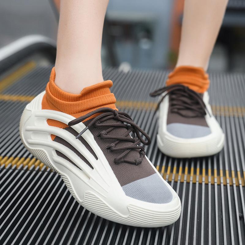 

Flying woven mesh sneakers spring and autumn new socks shoes lightweight niche thick sole casual breathable running 36 абрикосовый