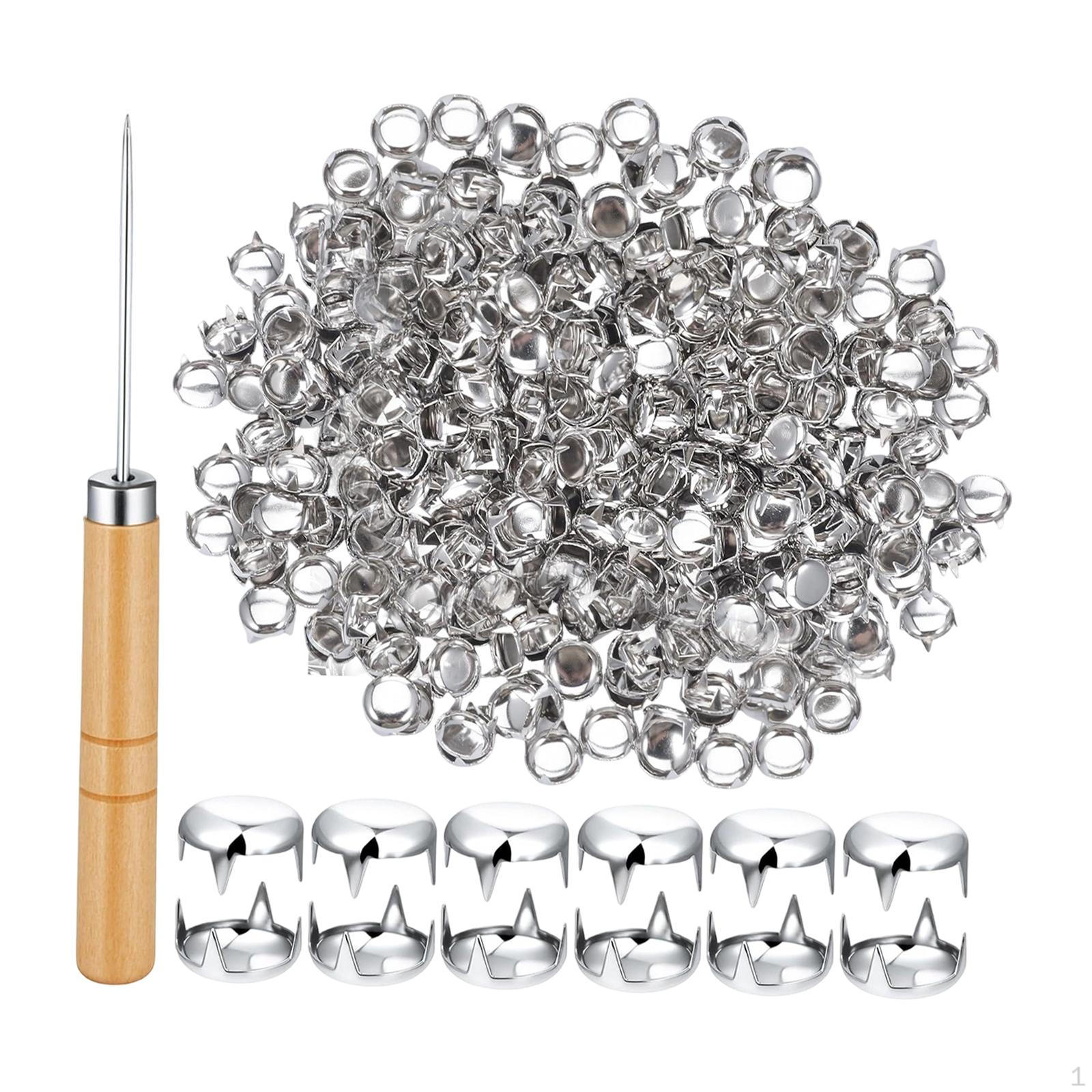 

500Pcs Round Dome Rivets Spots Rock 10mm Multipurpose Metal for Decoration Shoes Bracelet Clothing