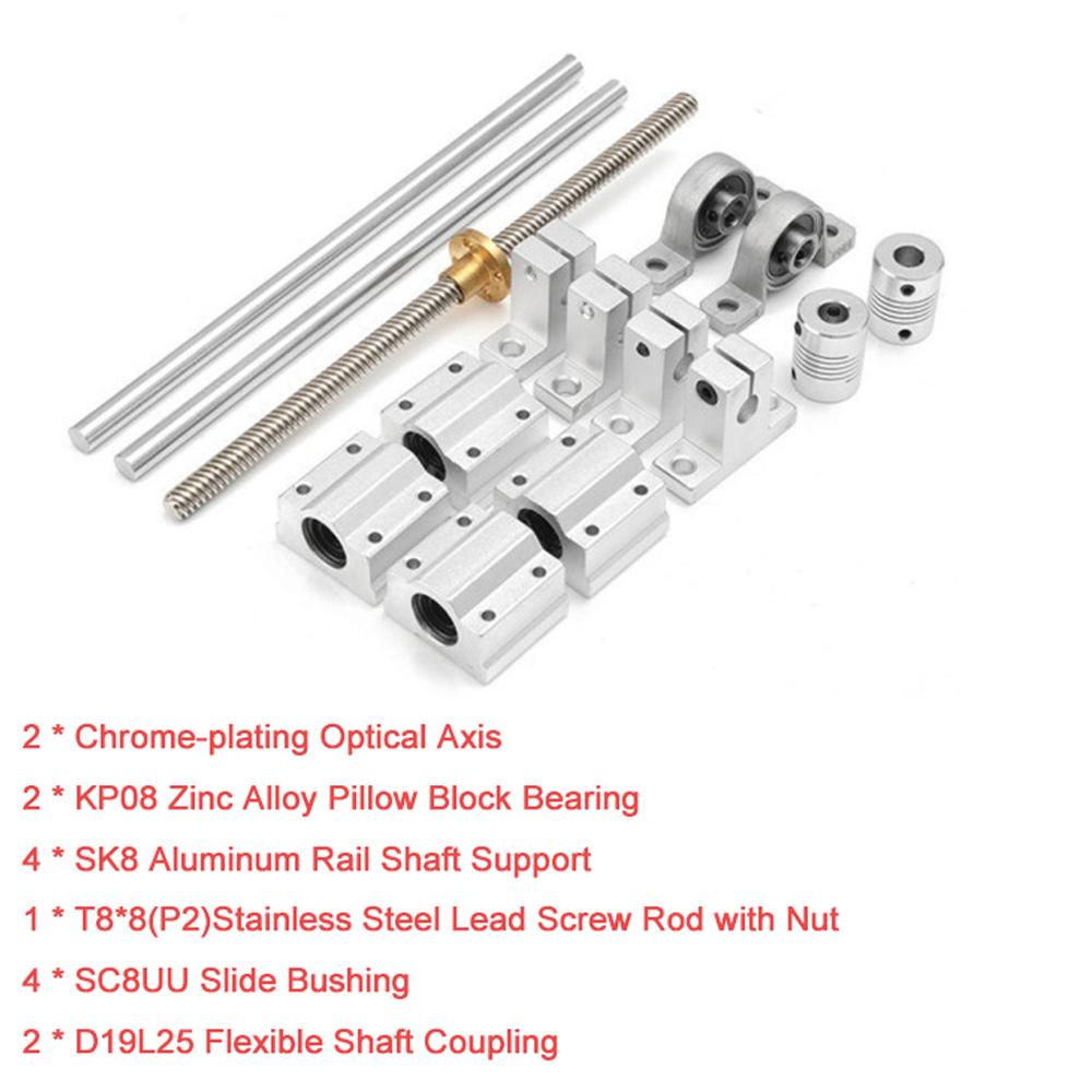8mm Vertical Linear Axis Slider Guide Support Linear Bearings Set 300mm Silver 8mm Vertical Linear Axis Slider Guide Support Linear Bearings Set 300mm Silver