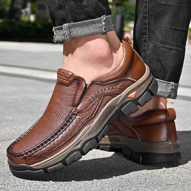Fashion Genuine Leather Men's Casual Shoes Handmade Comfort Slip On Loafers New Soft Business Shoes Breathable Mocassins Driving Shoes