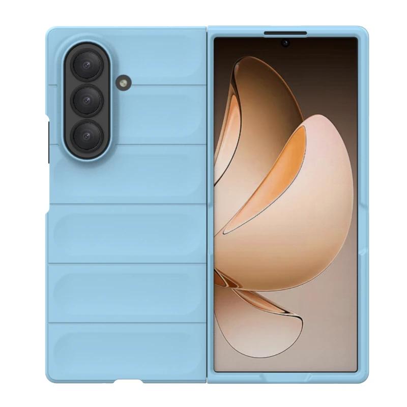 Simple Bunsiness Phone Case For Samsung Galaxy Z Fold 7 6 5 4 3 Soft Liquid Silicone Naked Device Feel Anti-Drop Protector Cover