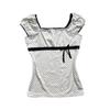 2026 French Retro Black & White Polka Dot Puff Sleeve Square Neck Top
