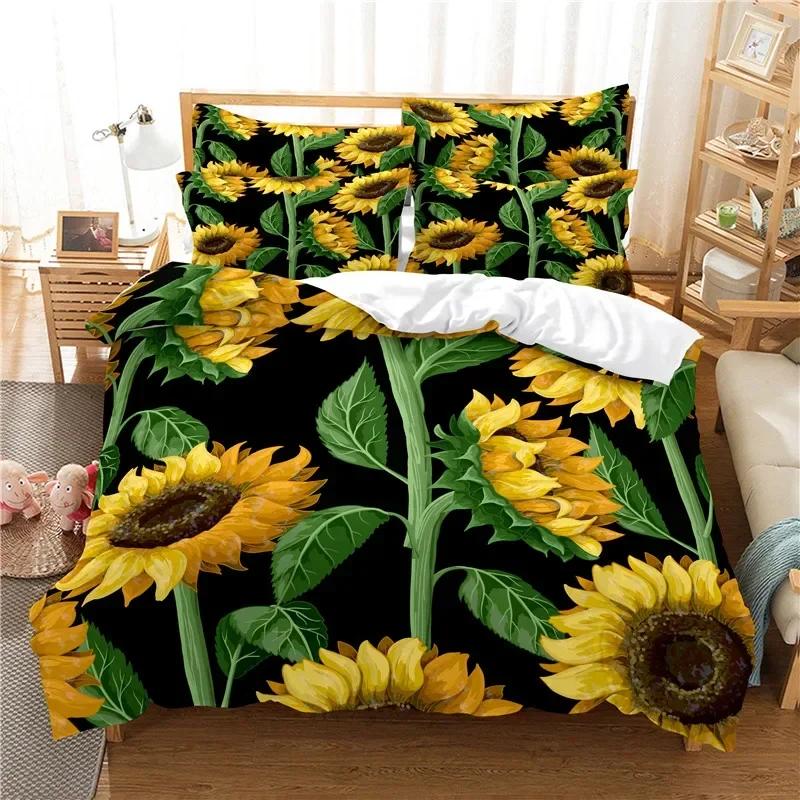 3D Printed Flowers Sunflower Bedding Set Single Twin Double Queen King Cal King Size Bed Linen Set