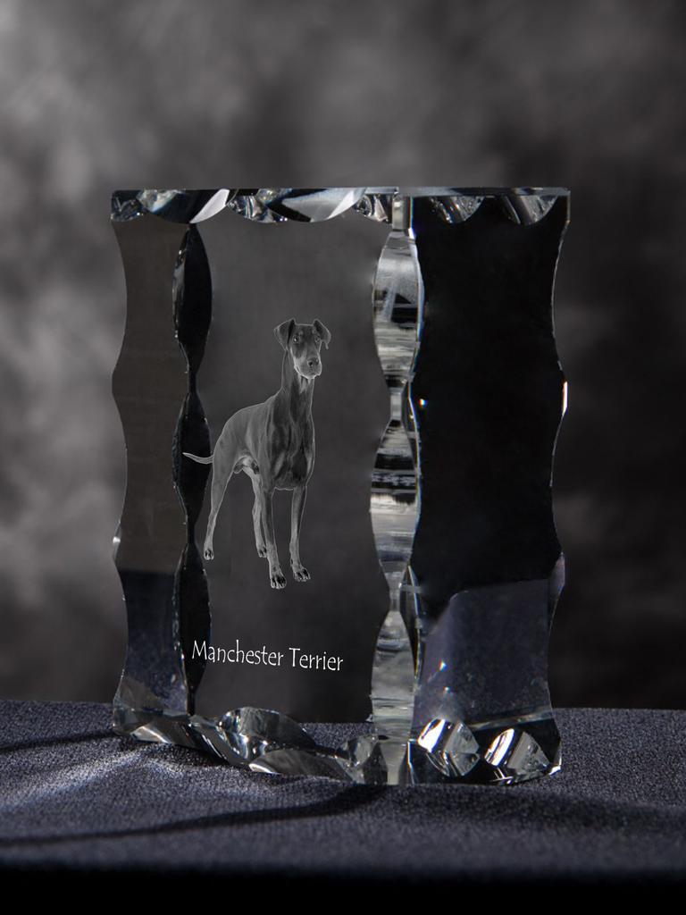 Manchester Terrier - Crystal with a Picture of a Dog, Glass Statuette with a Picture, Unique Frame with a Picture from Art-Dog Brand