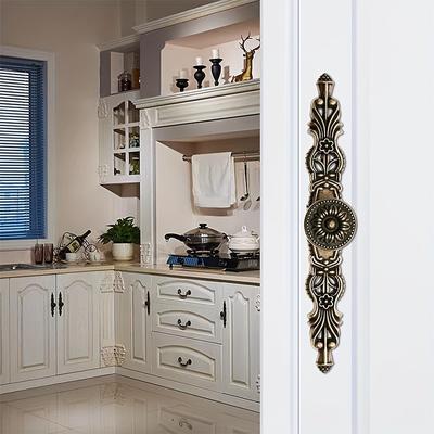 4/8pcs Antique Brass Pull Handles with Fixed Decorative Plates, Vintage Drawer/Kitchen Cabinet Door Handles for Furniture with Screws