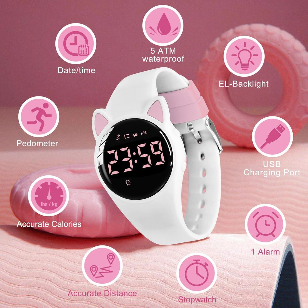 Çocuklar İçin Fitness Saati Dijital Aktivite Takip Saati 3-12 Yaş Arası Çocuklar İçin Bluetooth Olmayan Alarm Adım Sayımı Bilek Saati