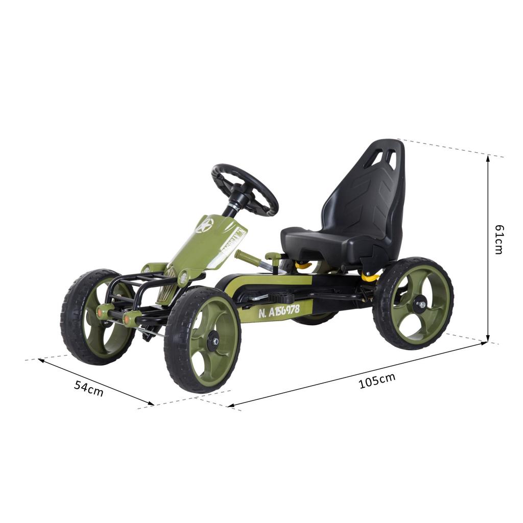 Kids Children Pedal Go Kart Ride On Racer Braking System Adjustable Seat Green