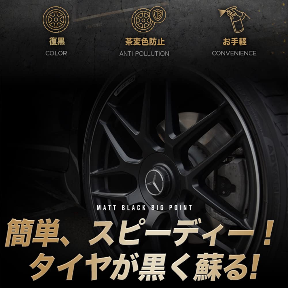 THE CLASS Matt Black Tire Restores Tire Color and Perfect for Car Washes and Car Wax, 500mL, Water-Based, Luster. Washes.
