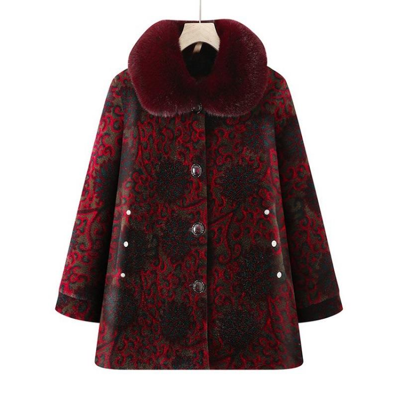 Middle-aged Women's New Grandma Winter Mink Coat Cotton-padded Mother Women's Fleece Coat Thickened Old Lady