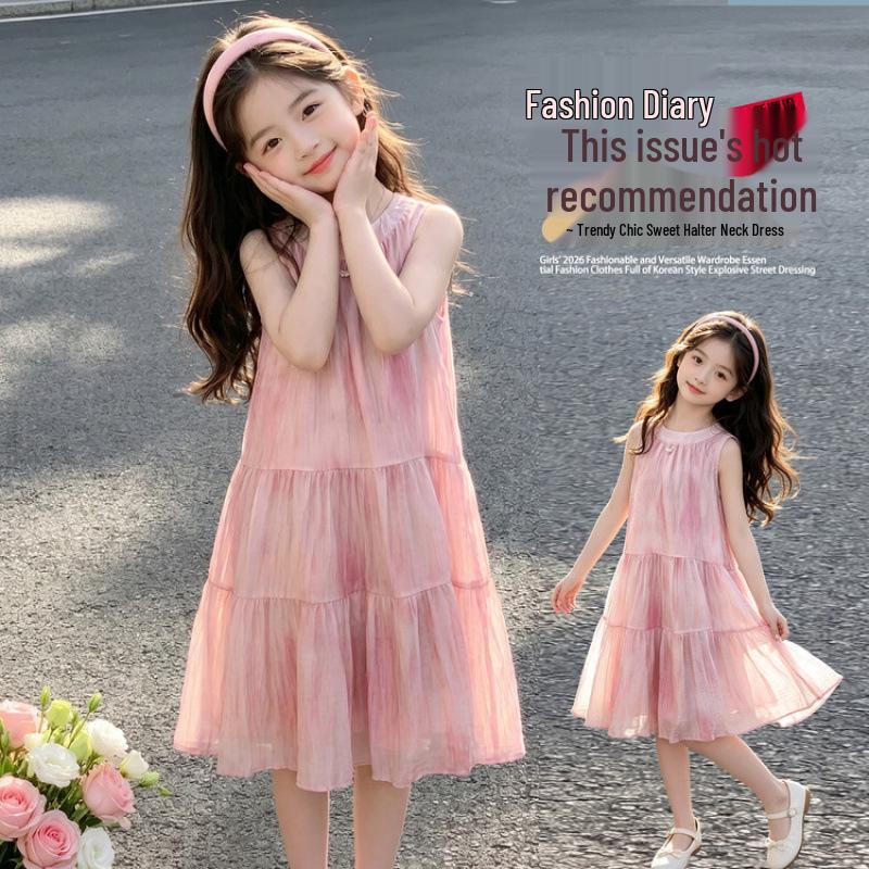 Robe d'été Princesse en Mousseline à Bretelles Fines pour Filles 2025